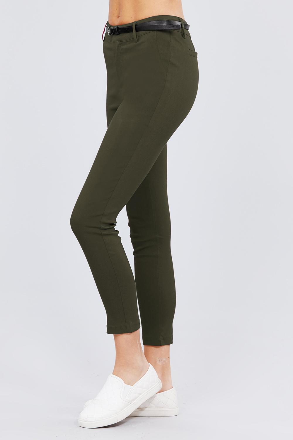 Low Waisted Belted Skinny Pants