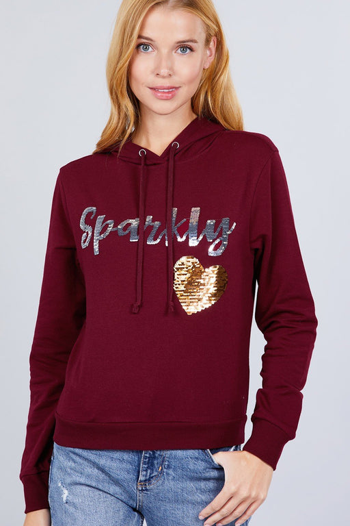 Sparkly Sequins Hoodie Pullover Sparkly Sequins Hoodie Pullover - M&R CORNER M&R CORNER Mahogany / S