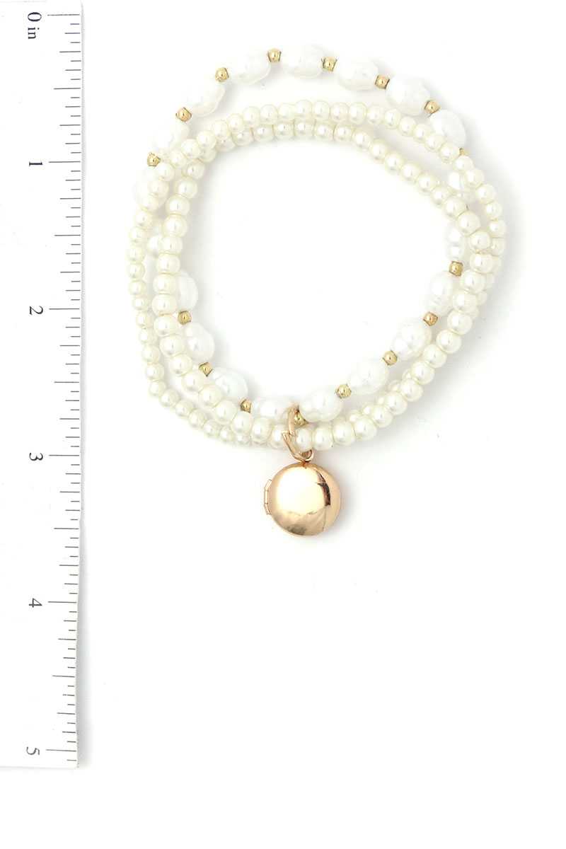 <transcy>Ensemble de bracelets en perles à breloque médaillon</transcy>