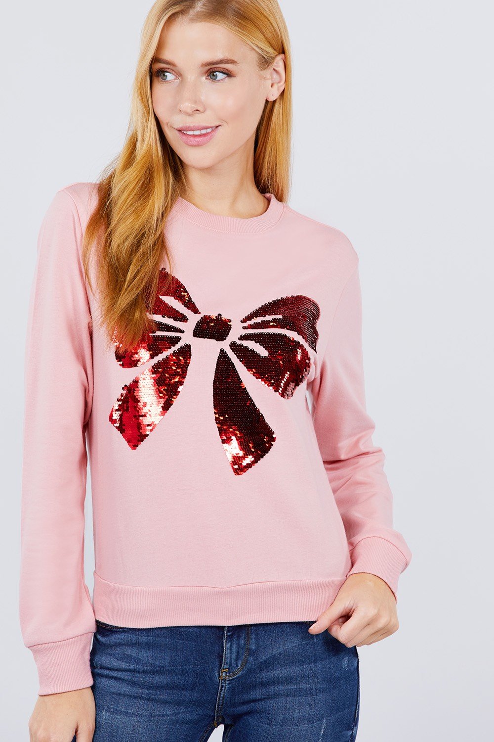 Sequins Embroidered Pullover Sequins Embroidered Pullover - M&R CORNER M&R CORNER Pink / S