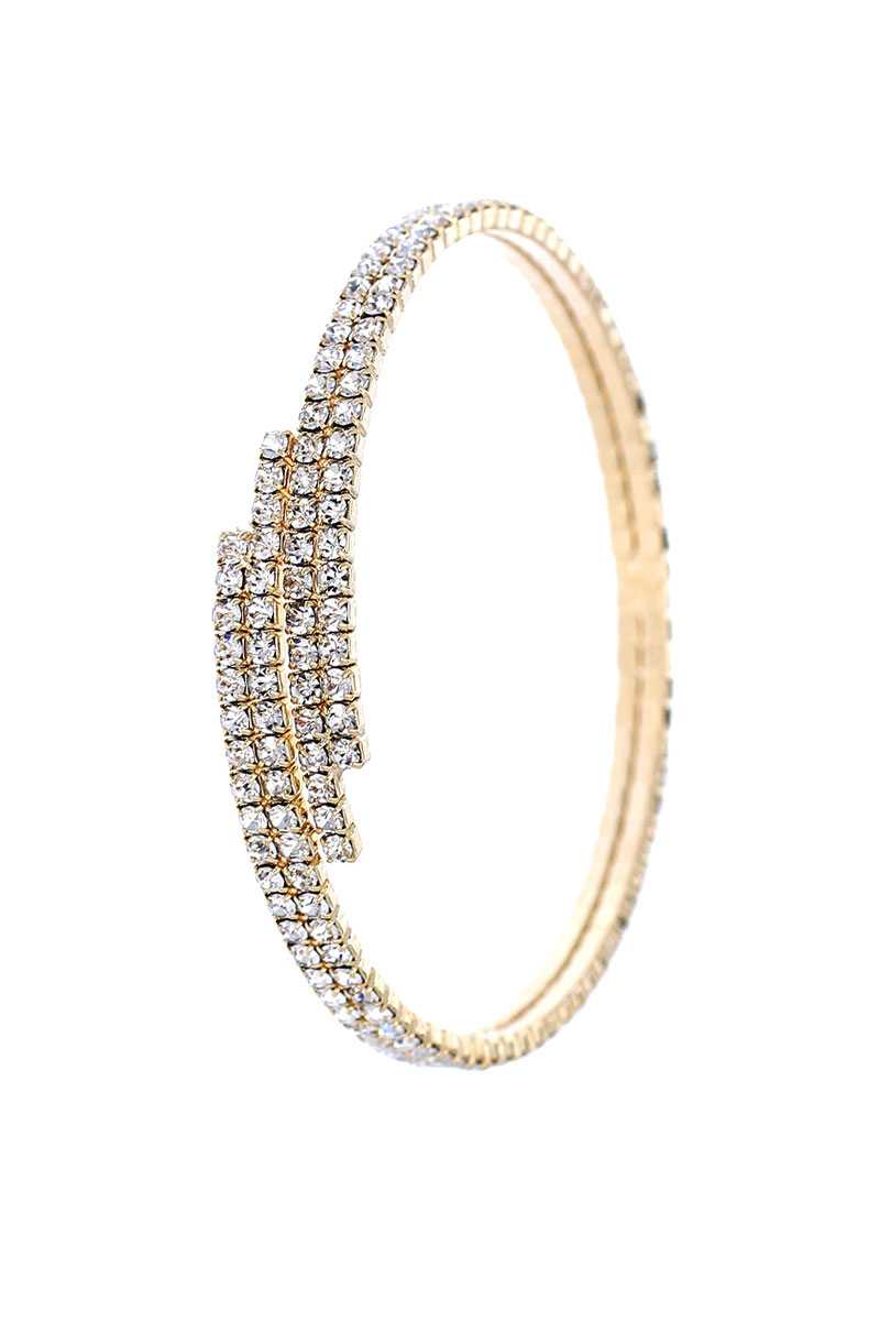 Designer Multi Rhinestone Endless Memory Wier Bracelet Bangle