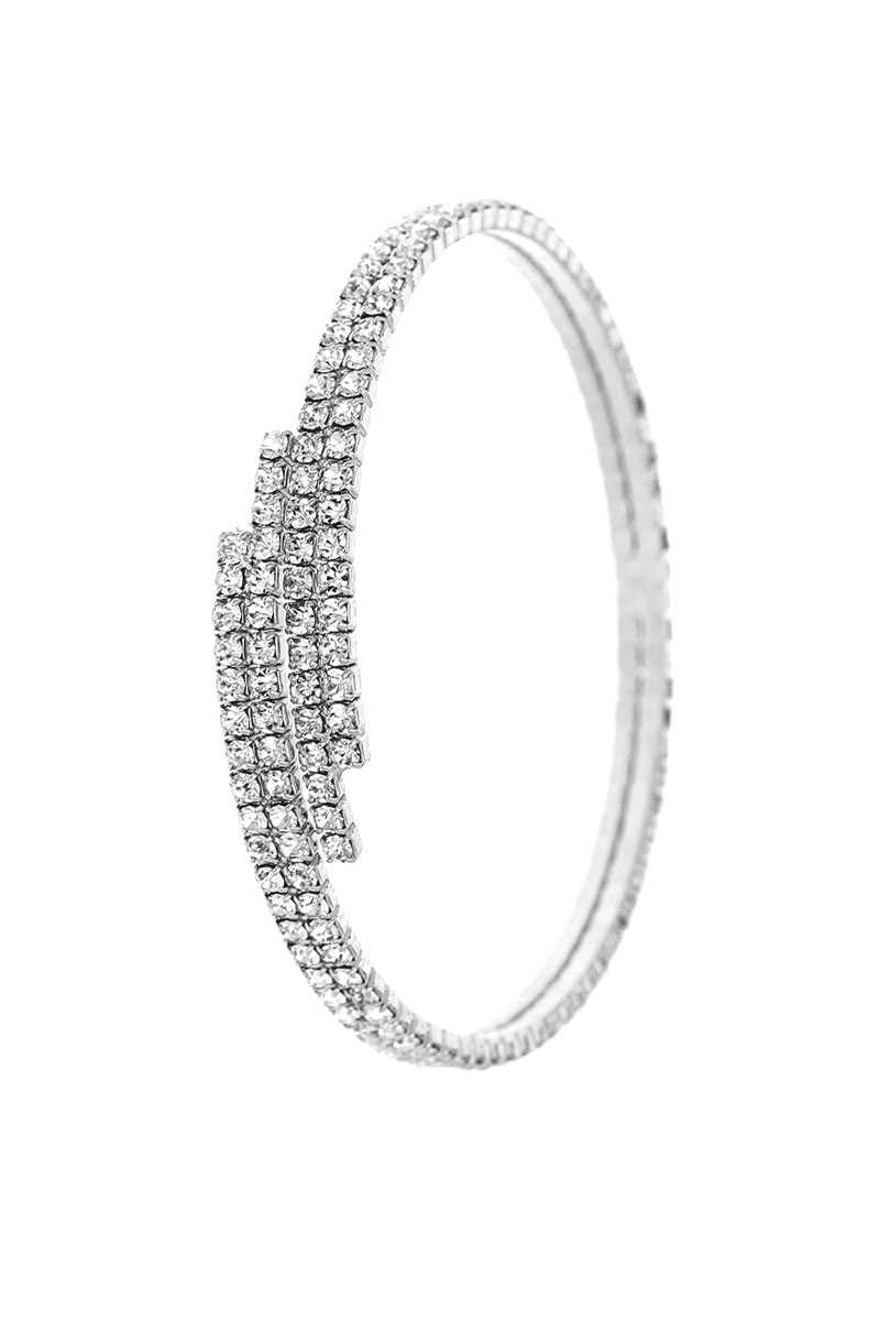 <transcy>Bracelet jonc multi-strass à mémoire sans fin de créateur</transcy>