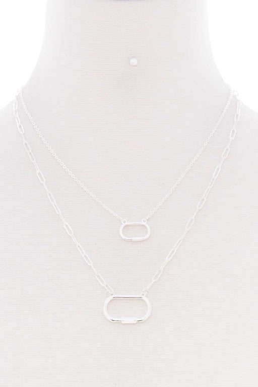 silver oval pendant necklace