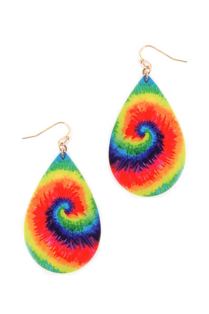 <transcy>Boucle d'oreille crochet multicolore en forme de larme</transcy>