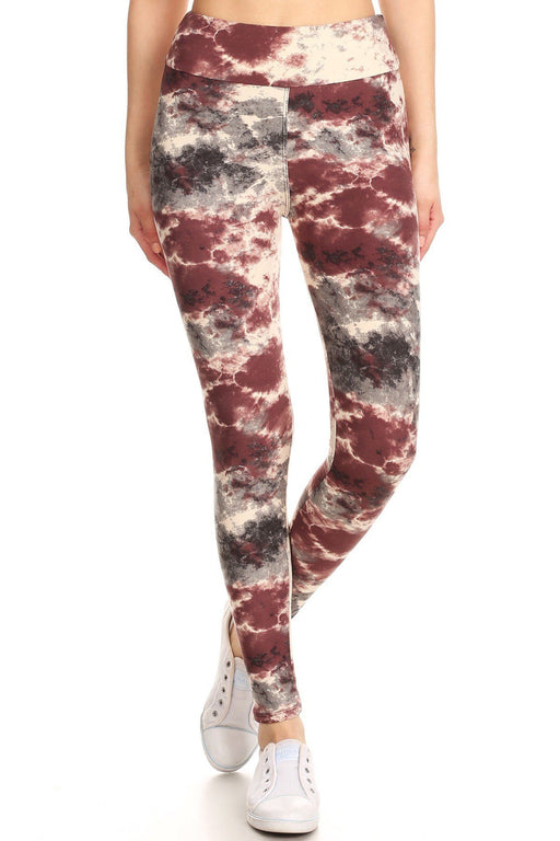 Yoga Style Banded Lined Tie Dye Print, Full Length Leggings In A Slim Fitting Yoga Style Banded Lined Tie Dye Print, Full Length Leggings In A Slim Fitting - M&R CORNER M&R CORNER