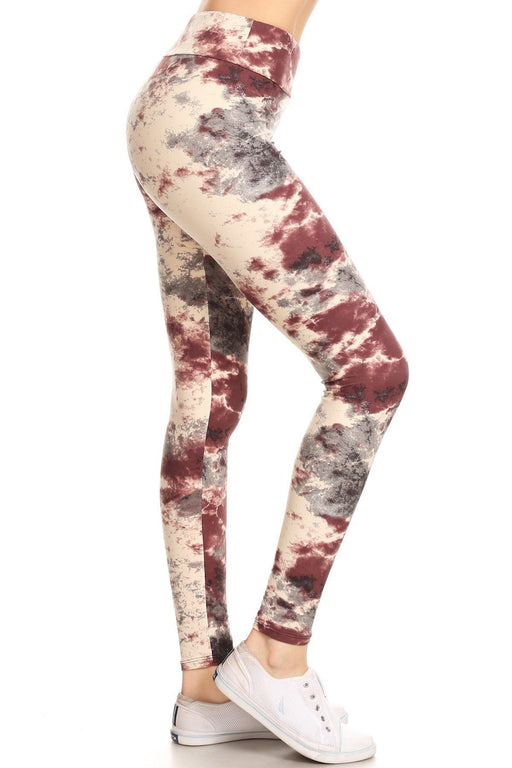 Yoga Style Banded Lined Tie Dye Print, Full Length Leggings In A Slim Fitting Yoga Style Banded Lined Tie Dye Print, Full Length Leggings In A Slim Fitting - M&R CORNER M&R CORNER