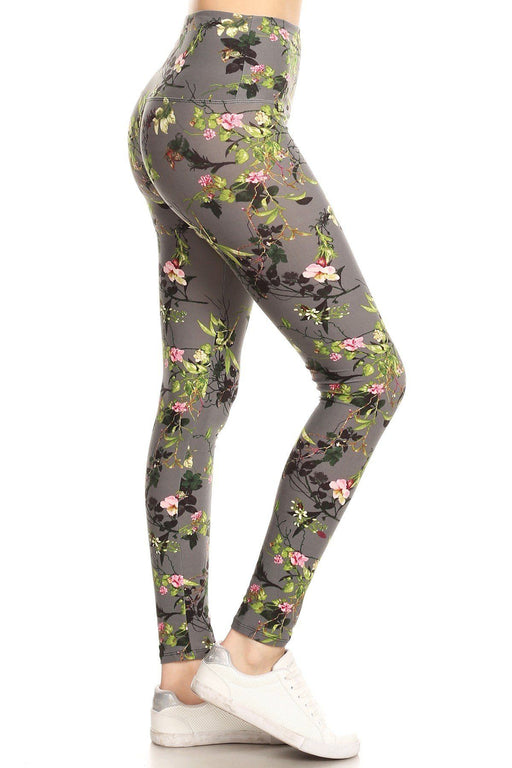 5-inch Long Yoga Style Banded Lined Floral Printed Knit Legging With High Waist 5-inch Long Yoga Style Banded Lined Floral Printed Knit Legging With High Waist - M&R CORNER M&R CORNER