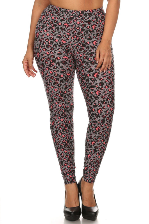 Plus Size Cheetah Printed Knit Legging With Elastic Waistband, And High Waist Fit. Plus Size Cheetah Printed Knit Legging With Elastic Waistband, And High Waist Fit. - M&R CORNER M&R CORNER