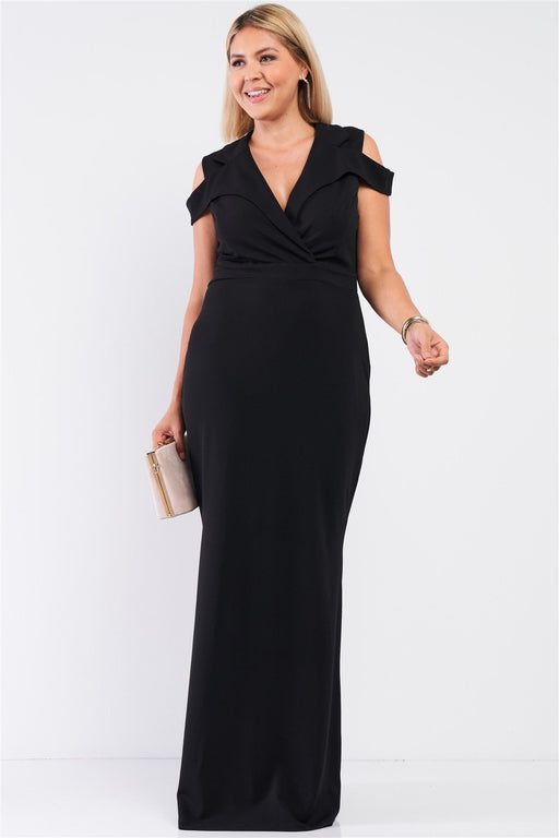 Collared Plunging V-neck Maxi Dress Collared Plunging V-neck Maxi Dress - M&R CORNER M&R CORNER