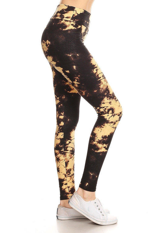 Yoga Style Banded Lined Tie Dye Print, Full Length Leggings In A Slim Fitting Style With A Banded High Waist. Yoga Style Banded Lined Tie Dye Print, Full Length Leggings In A Slim Fitting Style With A Banded High Waist. - M&R CORNER M&R CORNER