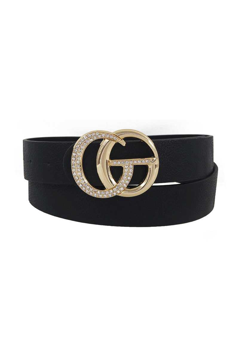 Rhinestone Letter Buckle Accented Belt