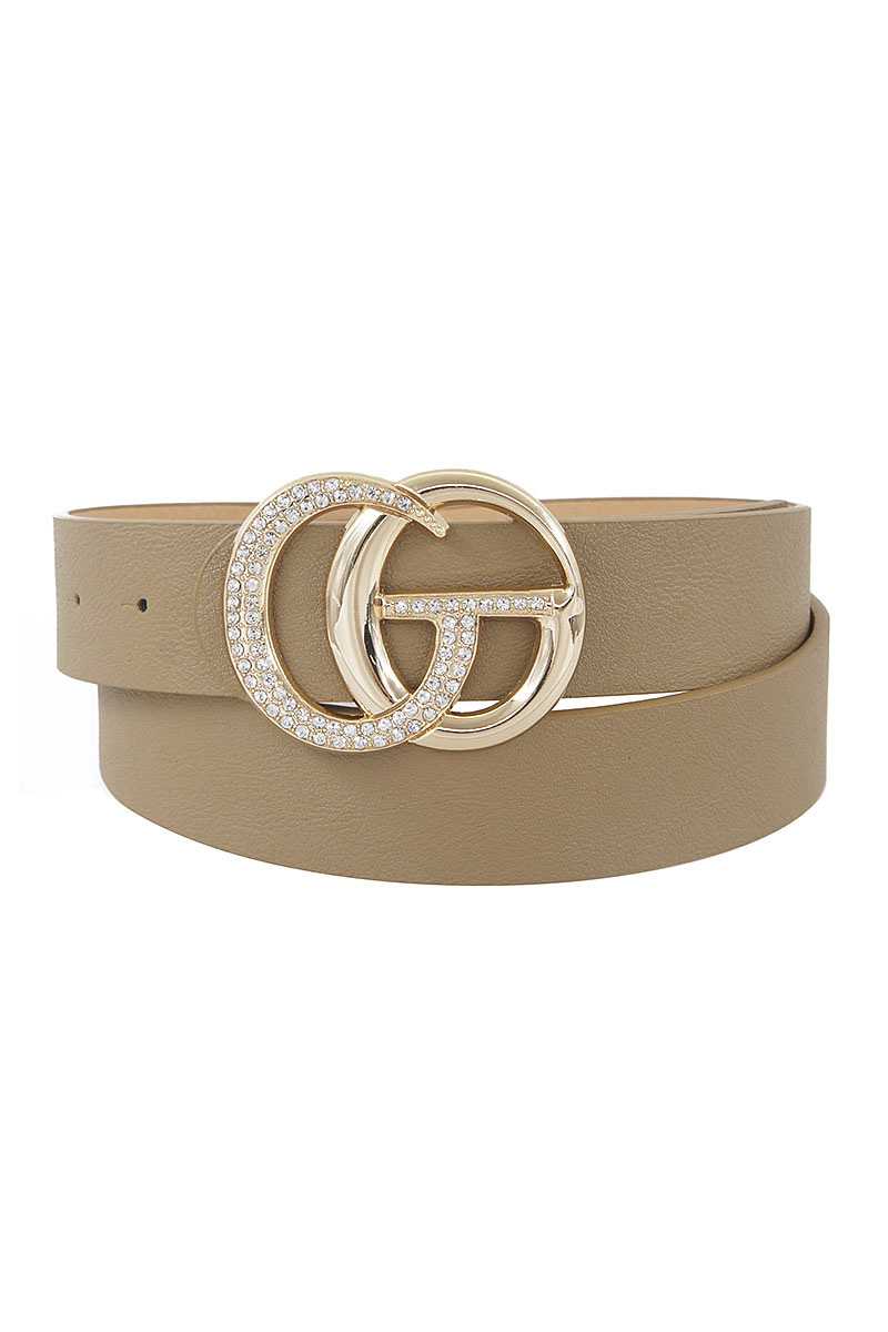 Rhinestone Letter Buckle Accented Belt