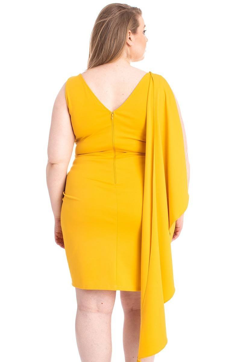 Daniella Cape Mini Dress Daniella Cape Mini Dress - M&R CORNER M&R CORNER Yellow / 1XL