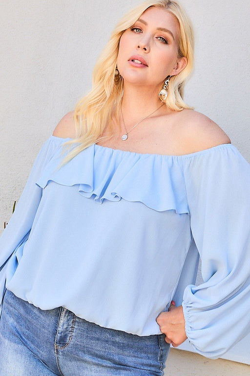 Off Shoulder Ruffle Bubble Sleeve Top Off Shoulder Ruffle Bubble Sleeve Top - M&R CORNER M&R CORNER