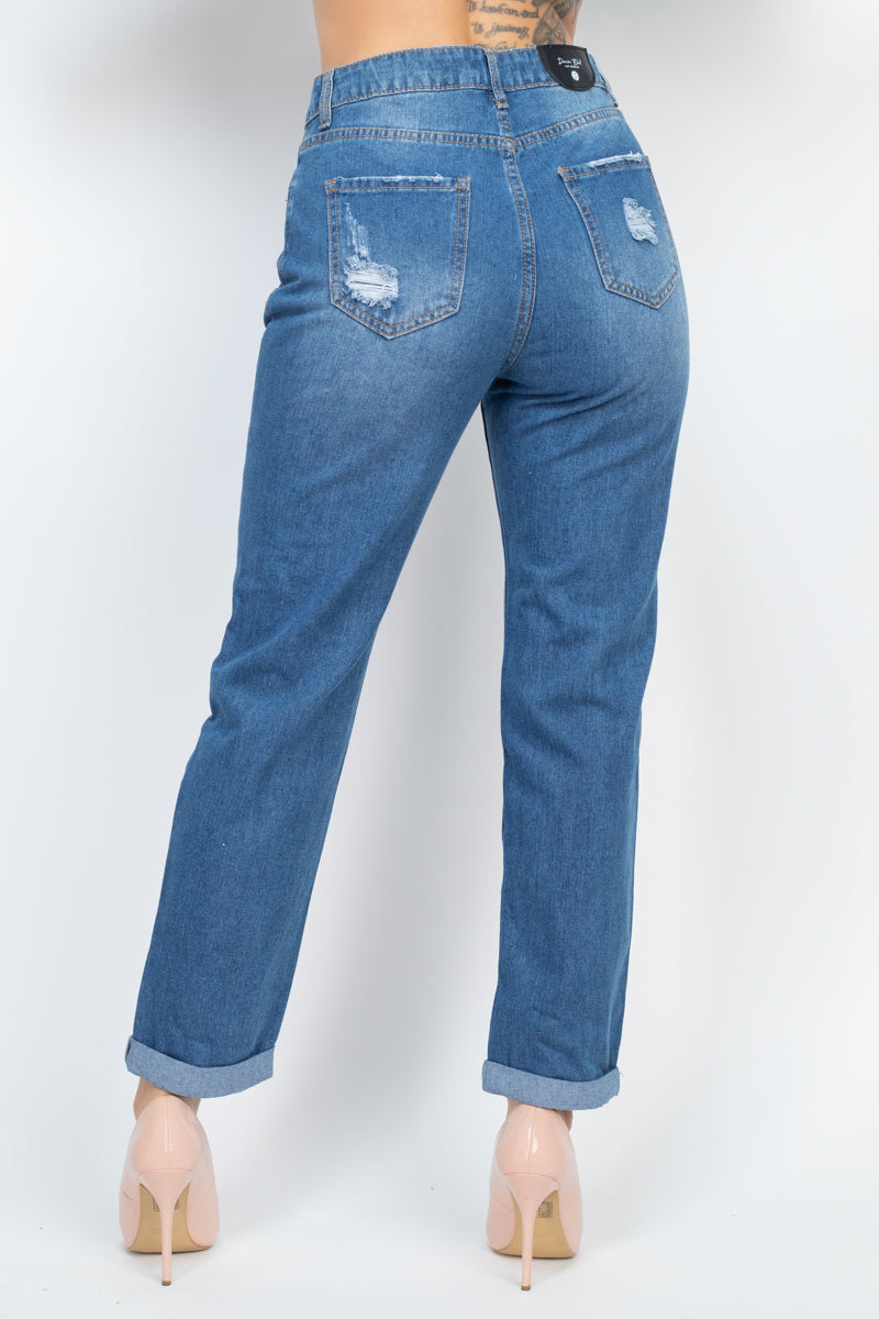 Distressed Boyfriend Jeans Distressed Boyfriend Jeans - M&R CORNER M&R CORNER