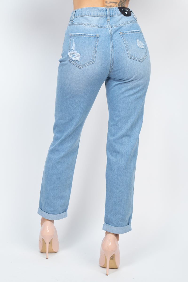 Distressed Boyfriend Jeans Distressed Boyfriend Jeans - M&R CORNER M&R CORNER