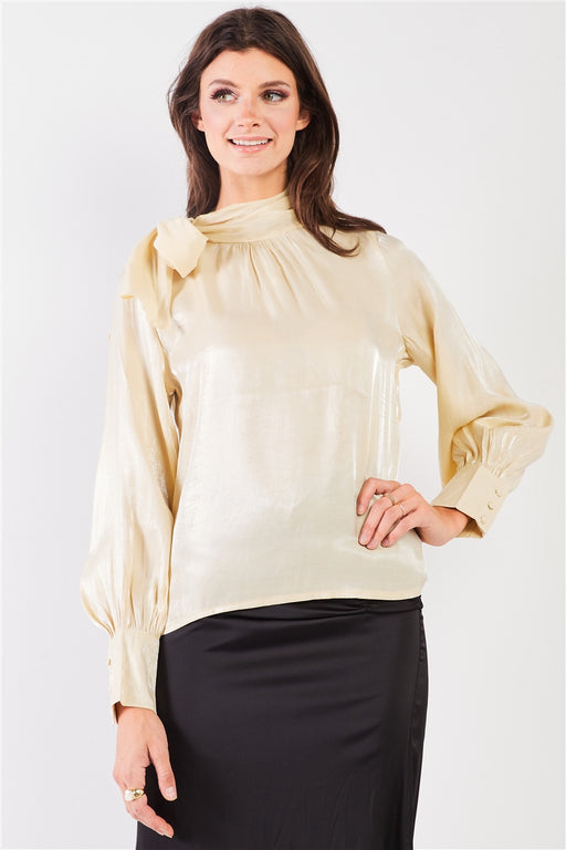 El Mirage Chiffon Bishop Sleeve Tie-neck Blouse Top El Mirage Chiffon Bishop Sleeve Tie-neck Blouse Top - M&R CORNER M&R CORNER