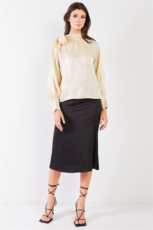 El Mirage Chiffon Bishop Sleeve Tie-neck Blouse Top El Mirage Chiffon Bishop Sleeve Tie-neck Blouse Top - M&R CORNER M&R CORNER