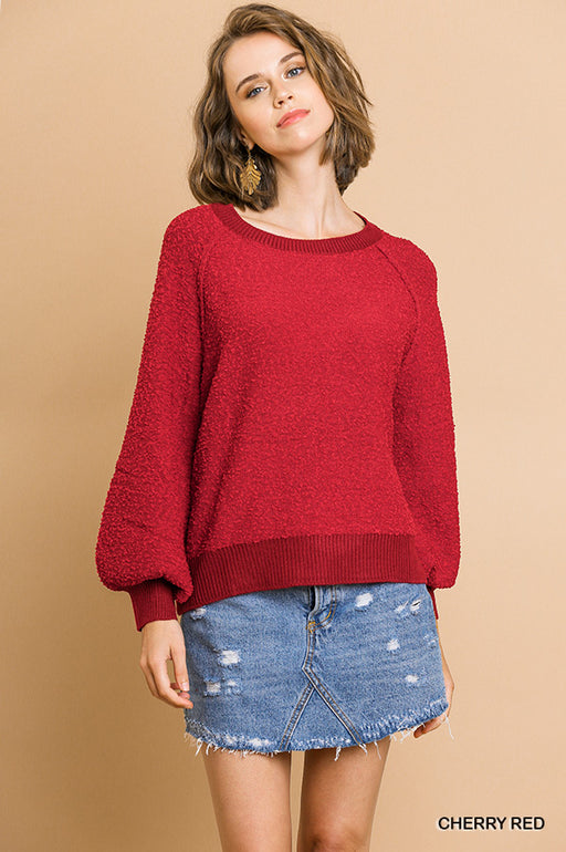 Puff Sleeve Boat Neck Sweater Puff Sleeve Boat Neck Sweater - M&R CORNER M&R CORNER