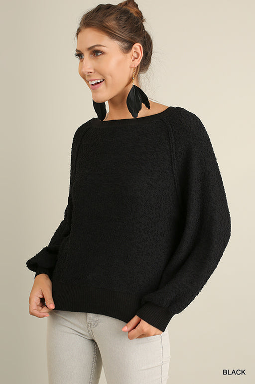 Puff Sleeve Boat Neck Sweater Puff Sleeve Boat Neck Sweater - M&R CORNER M&R CORNER