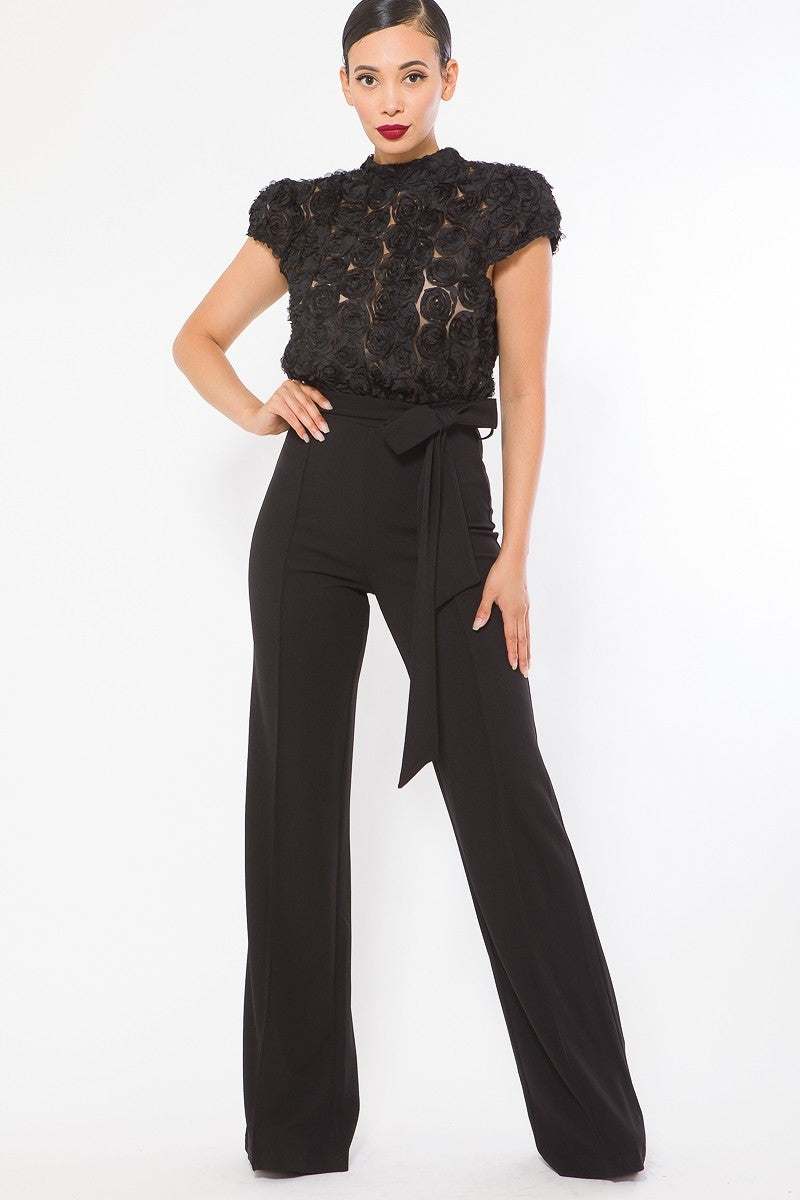 Flower Lace Top Detailed Fashion Jumpsuit Flower Lace Top Detailed Fashion Jumpsuit - M&R CORNER M&R CORNER