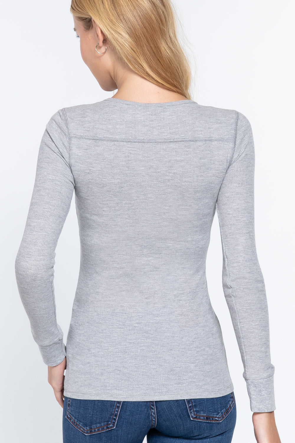 Long Slv V-neck Placket Thermal Top Long Slv V-neck Placket Thermal Top - M&R CORNER M&R CORNER