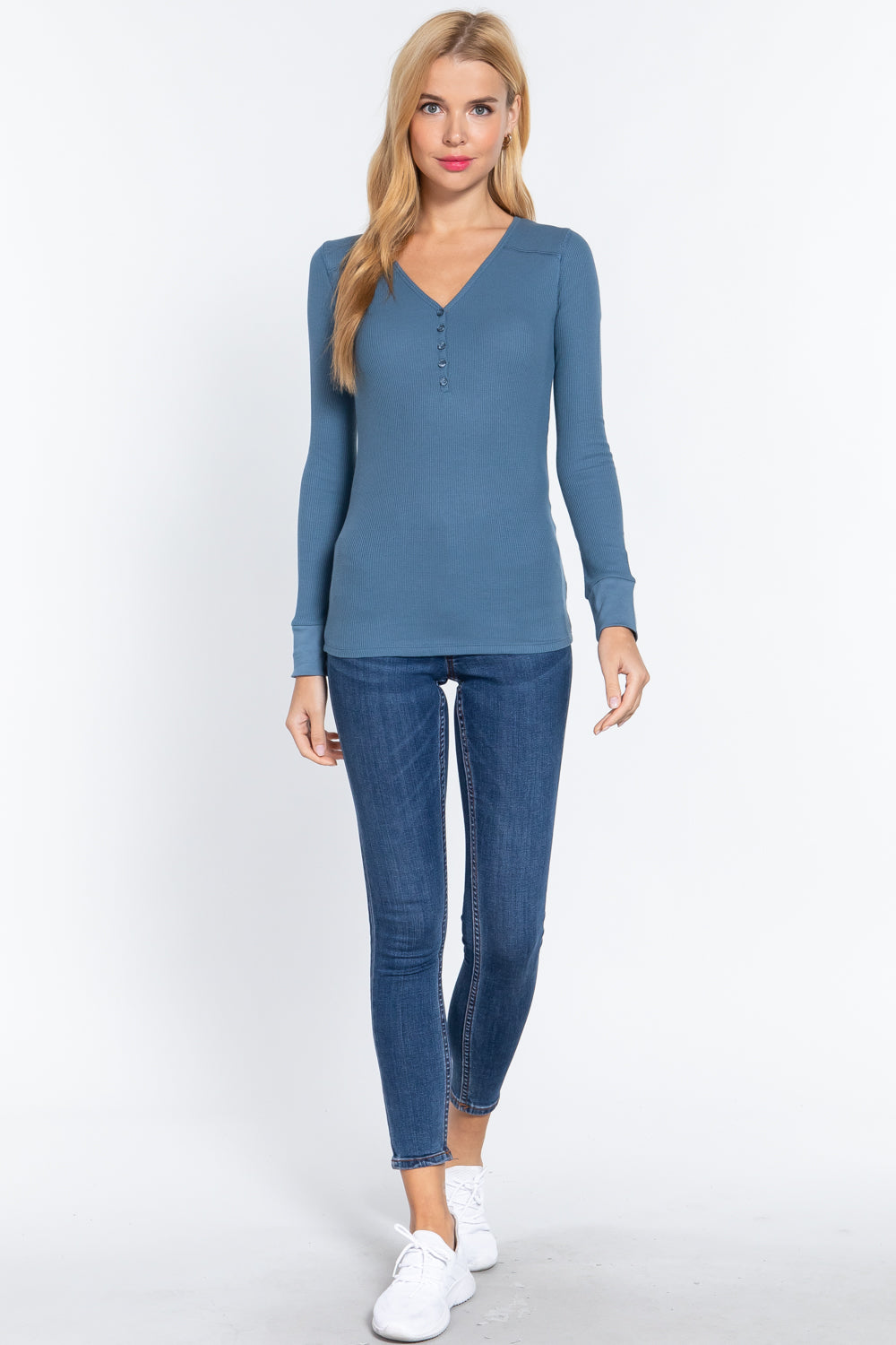 Long Slv V-neck Placket Thermal Top Long Slv V-neck Placket Thermal Top - M&R CORNER M&R CORNER