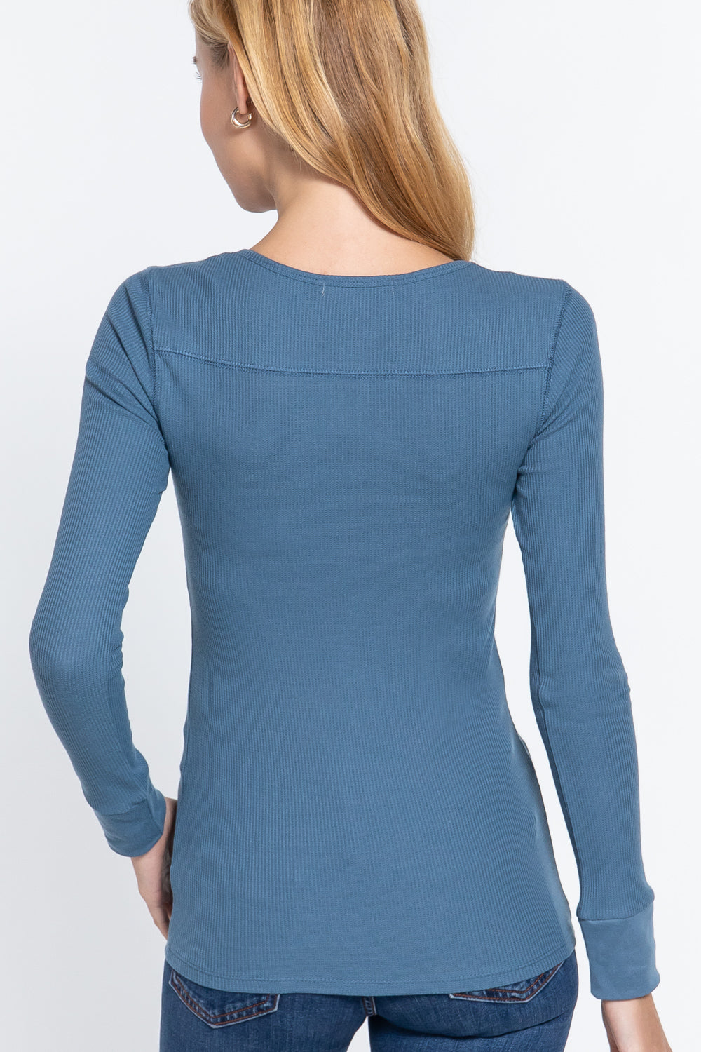 Long Slv V-neck Placket Thermal Top Long Slv V-neck Placket Thermal Top - M&R CORNER M&R CORNER