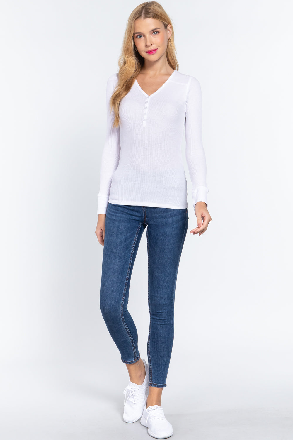 Long Slv V-neck Placket Thermal Top Long Slv V-neck Placket Thermal Top - M&R CORNER M&R CORNER