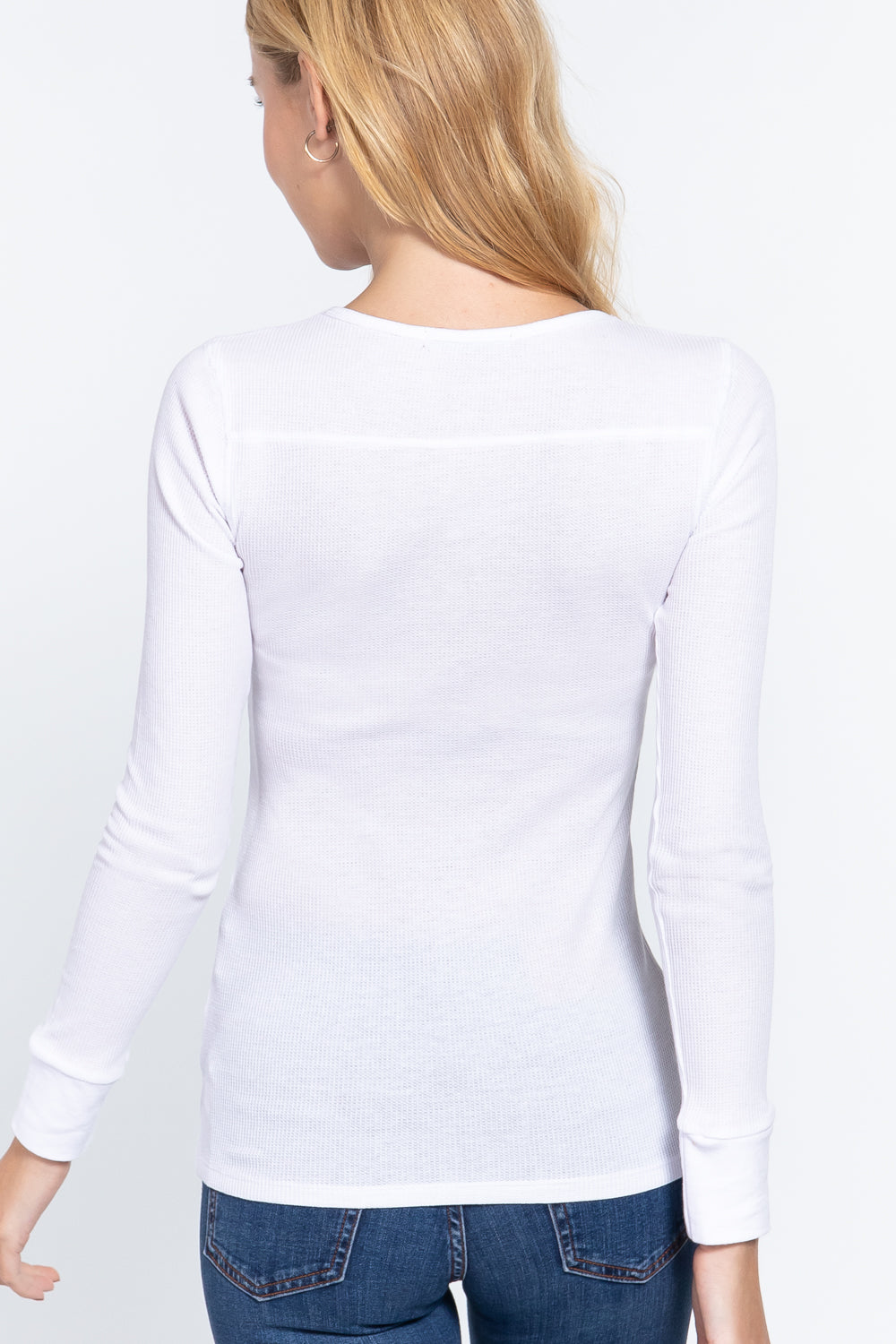 Long Slv V-neck Placket Thermal Top Long Slv V-neck Placket Thermal Top - M&R CORNER M&R CORNER