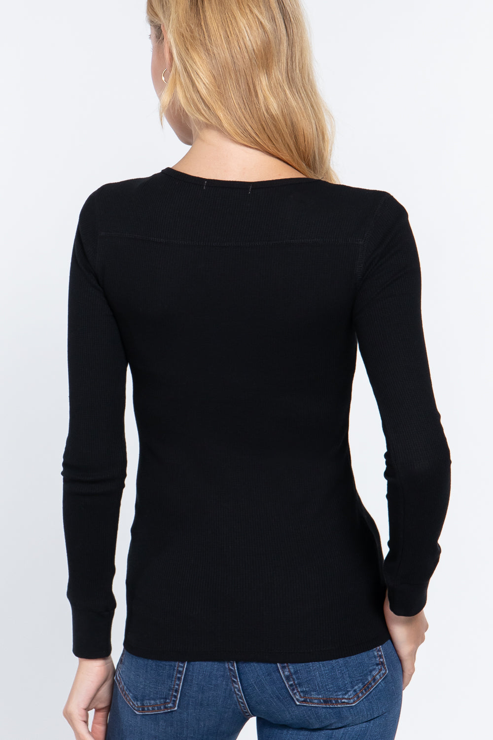 Long Slv V-neck Placket Thermal Top Long Slv V-neck Placket Thermal Top - M&R CORNER M&R CORNER