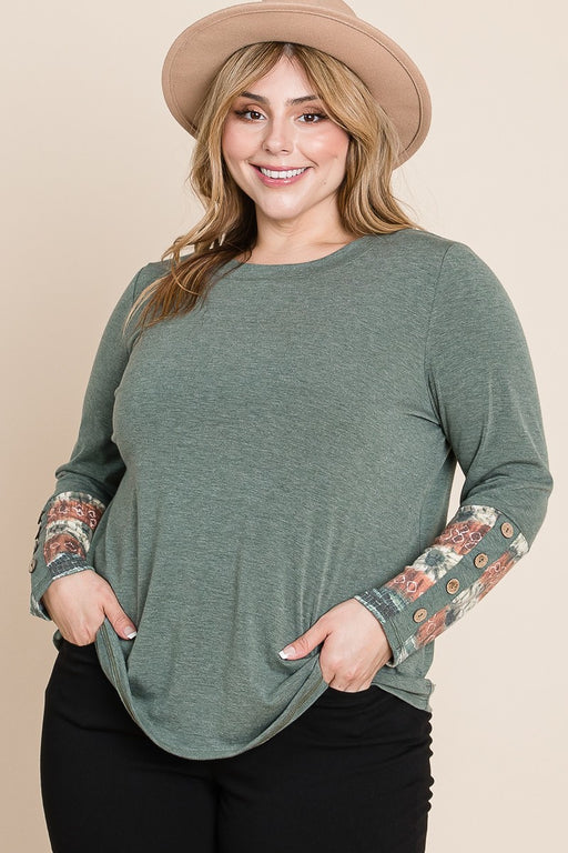 Plus Size Solid Casual Long Sleeves Top Plus Size Solid Casual Long Sleeves Top - M&R CORNER M&R CORNER