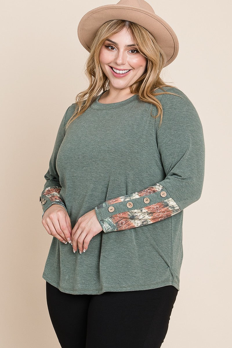 Plus Size Solid Casual Long Sleeves Top Plus Size Solid Casual Long Sleeves Top - M&R CORNER M&R CORNER