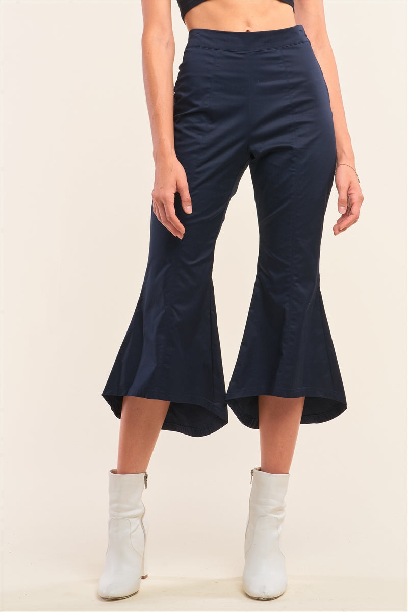 Navy Solid High Waisted Retro Bell Bottom Flare Pants Navy Solid High Waisted Retro Bell Bottom Flare Pants - M&R CORNER M&R CORNER