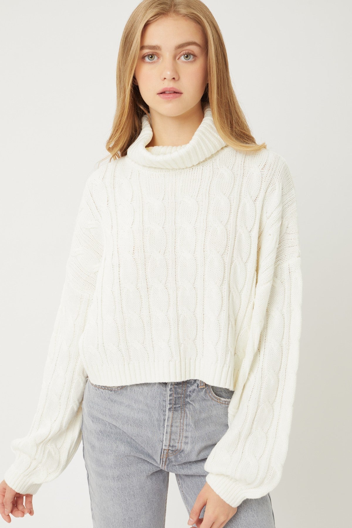 Turtle Neck Loose Fit Cable Knit Sweater Turtle Neck Loose Fit Cable Knit Sweater - M&R CORNER M&R CORNER