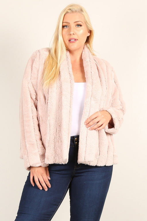 Plus Size Faux Fur Jackets With Open Front And Loose Fit Plus Size Faux Fur Jackets With Open Front And Loose Fit - M&R CORNER M&R CORNER