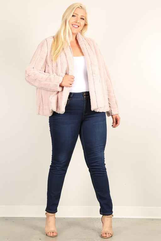 Plus Size Faux Fur Jackets With Open Front And Loose Fit Plus Size Faux Fur Jackets With Open Front And Loose Fit - M&R CORNER M&R CORNER
