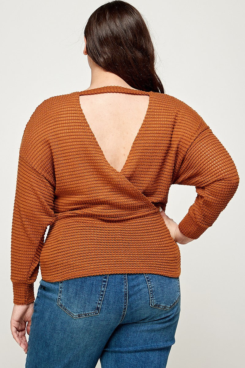 Plus Size Textured Waffle Sweater Knit Top Plus Size Textured Waffle Sweater Knit Top - M&R CORNER M&R CORNER