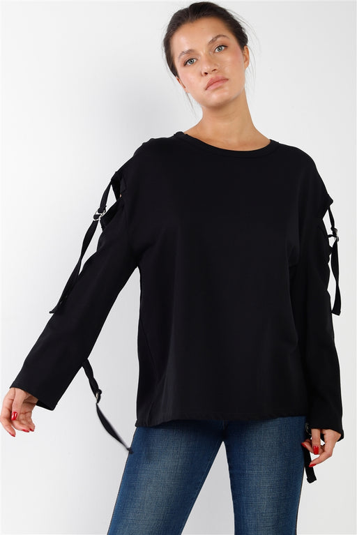 Long Sleeve Cut-out Sweater Long Sleeve Cut-out Sweater - M&R CORNER M&R CORNER