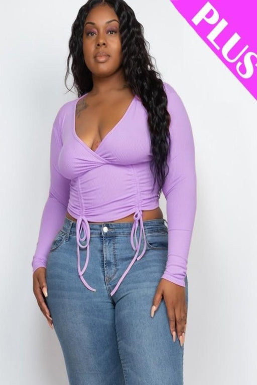 Plus Size Shirred Cropped Top Plus Size Shirred Cropped Top - M&R CORNER M&R CORNER