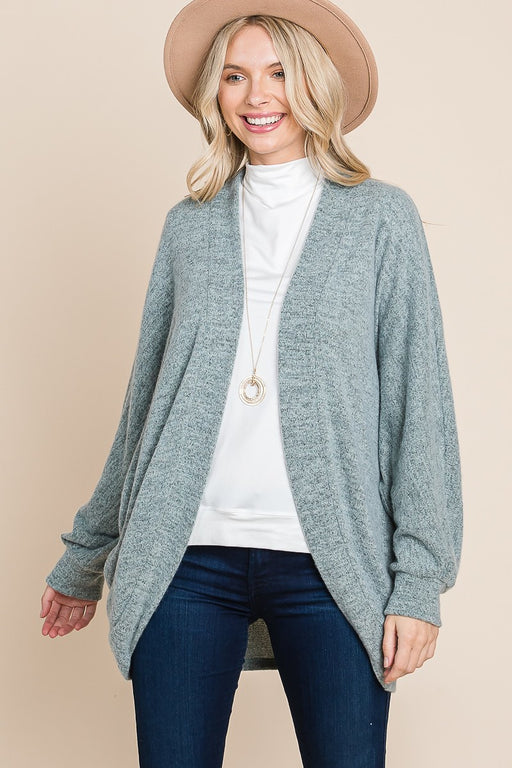 Two Tone Open Front Warm And Cozy Circle Cardigan With Side Pockets Two Tone Open Front Warm And Cozy Circle Cardigan With Side Pockets - M&R CORNER M&R CORNER