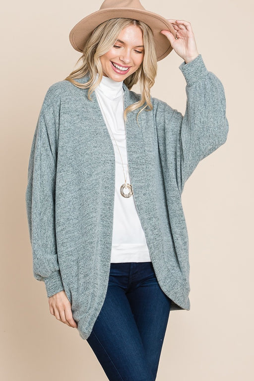 Two Tone Open Front Warm And Cozy Circle Cardigan With Side Pockets Two Tone Open Front Warm And Cozy Circle Cardigan With Side Pockets - M&R CORNER M&R CORNER