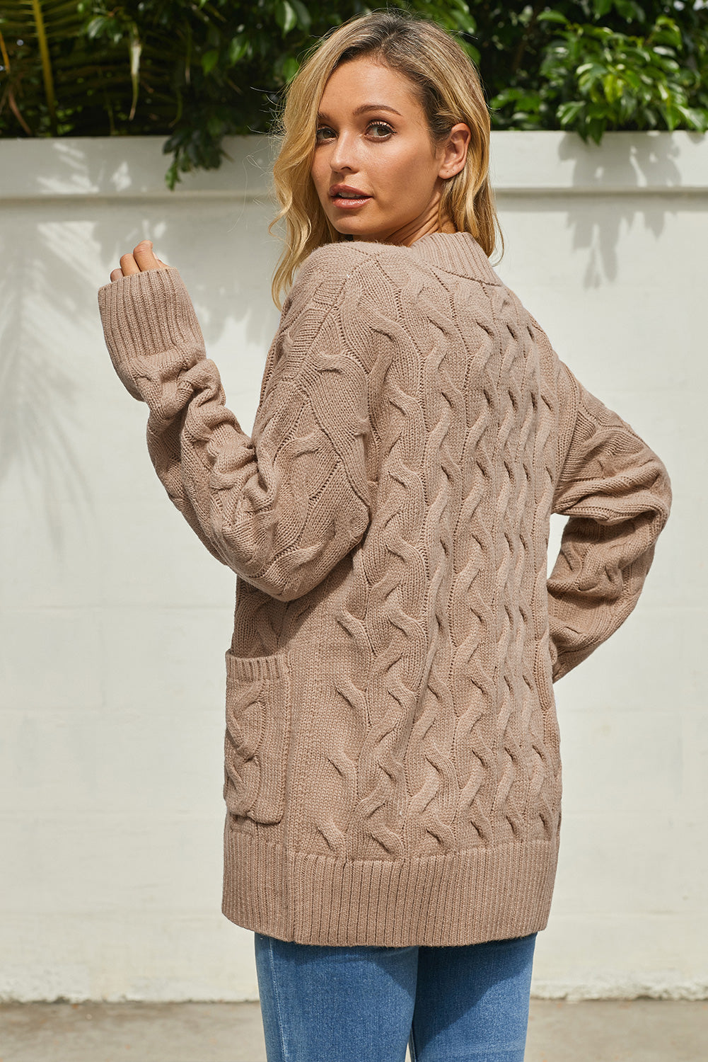 Textured Open Front Knit Cardigan