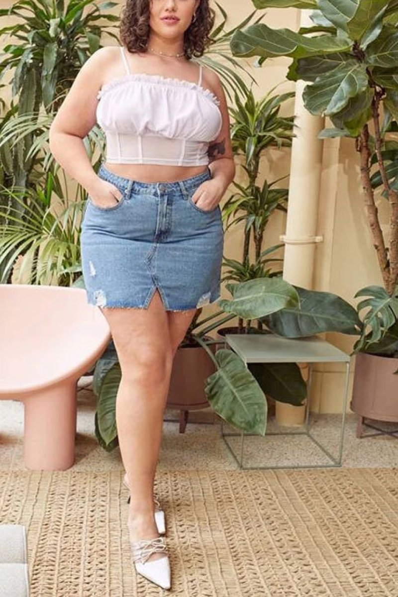 Plus Size Ruched Sleeveless Crop Top