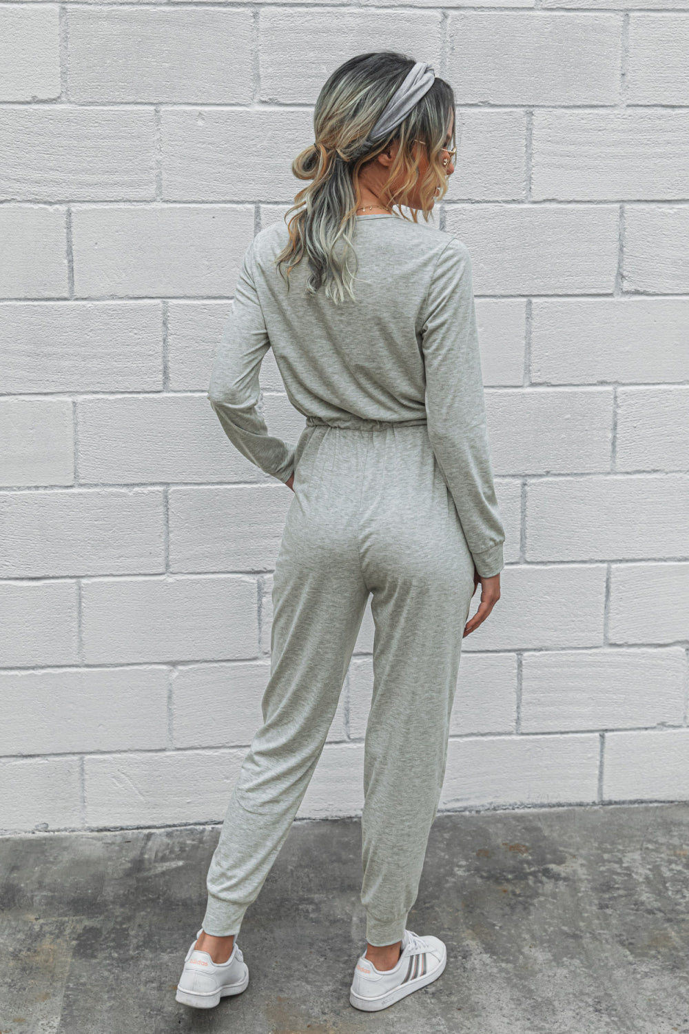 Surplice Neck Tapered Leg Jumpsuit