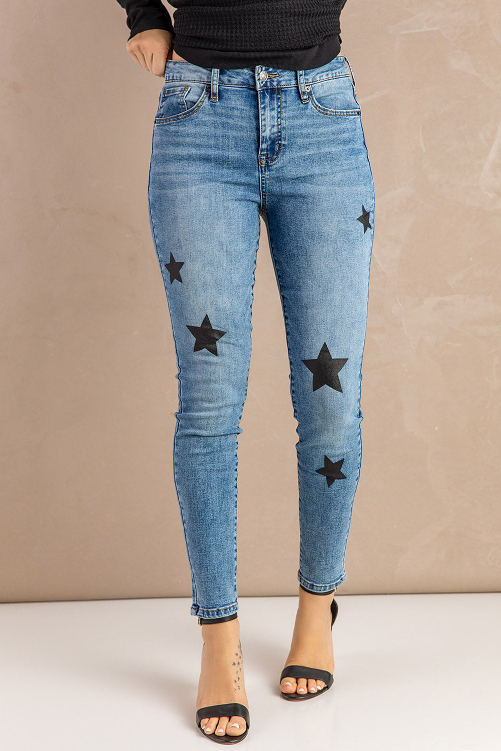 Star Print Skinny Jeans