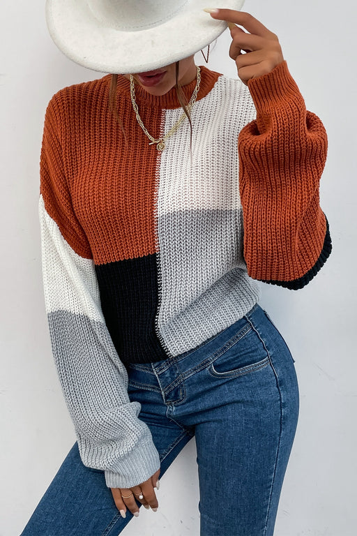 Color Block Chunky Sweater Color Block Chunky Sweater - M&R CORNER Trendsi Multi / S