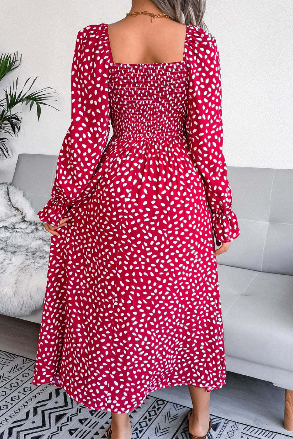 Floral Smocked Flared Sleeve Maxi Dress