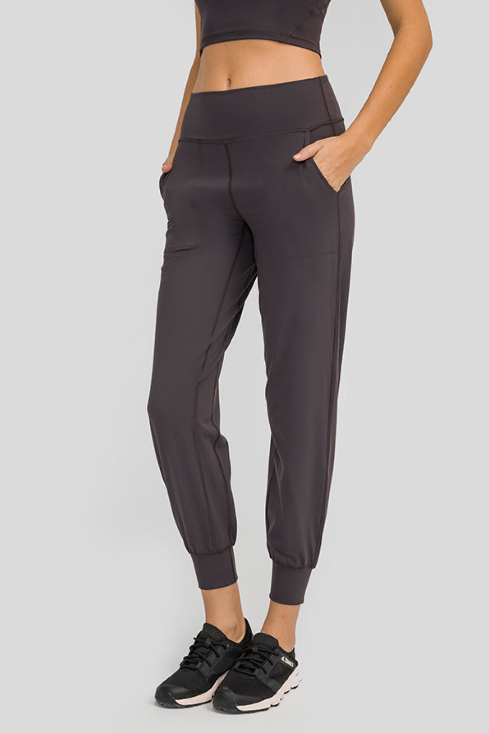 Wide Waistband Slant Pocket Pants Wide Waistband Slant Pocket Pants - M&R CORNERActivewear M&R CORNER Dark Gray / 4