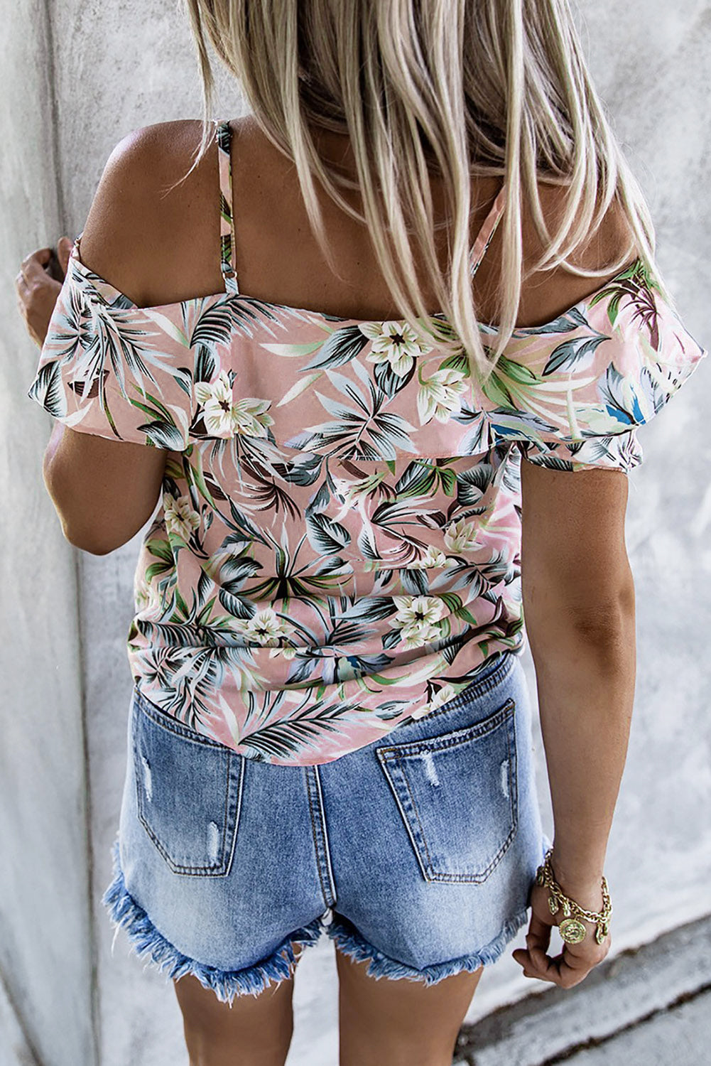 Floral Lace Up Spaghetti Strap Top